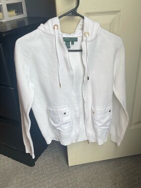 Ralph Lauren White Active Zip-Up Hoodie Jacket